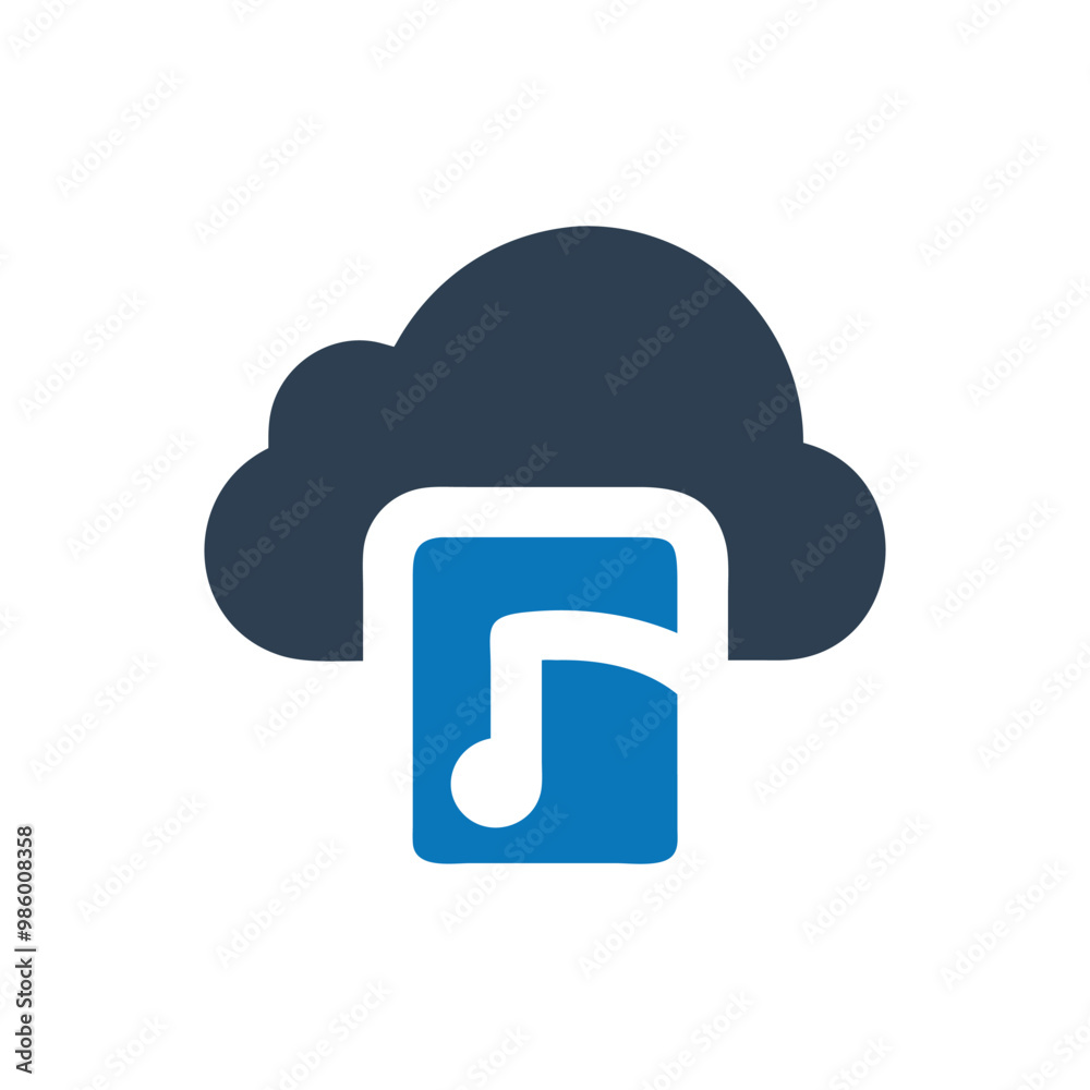Music streaming service icon, Music Cloud Icon