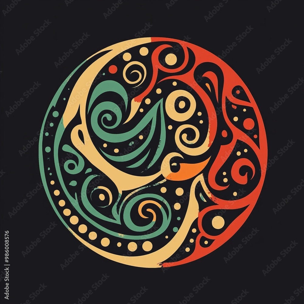 Artistic Circular Design with Swirls and Patterns Artistic Circular Design with Swirls and Patterns