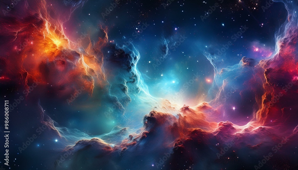 Nebula in deep space with stars. Generative AI Nebula in deep space with stars. Generative AI