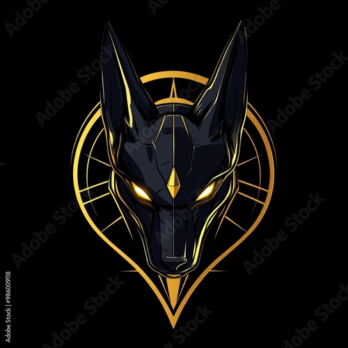 Wallpaper Mural Black Anubis Head with Golden Accents Design Torontodigital.ca