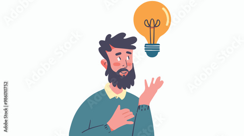 Bright Idea Presentation by Guy in Mixed Media Flat Vector Design