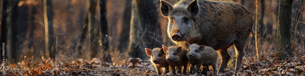 wild pigs in the forest. Selective focus wild pigs in the forest. Selective focus