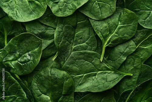 Spinach leaves, scanned, detailed veins