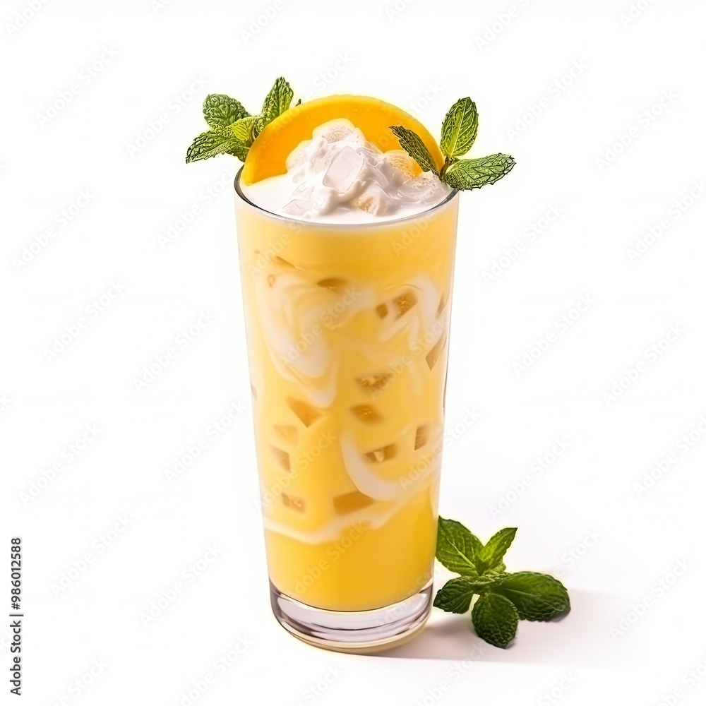A smoothie with melon juice and condensed milk mixed in the drink A smoothie with melon juice and condensed milk mixed in the drink
