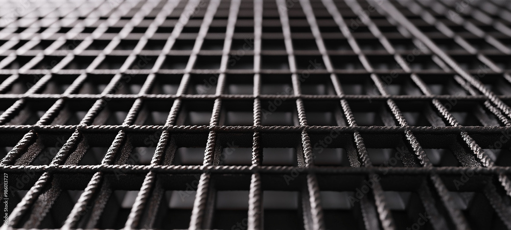 Naklejka premium Black steel bars on a grid