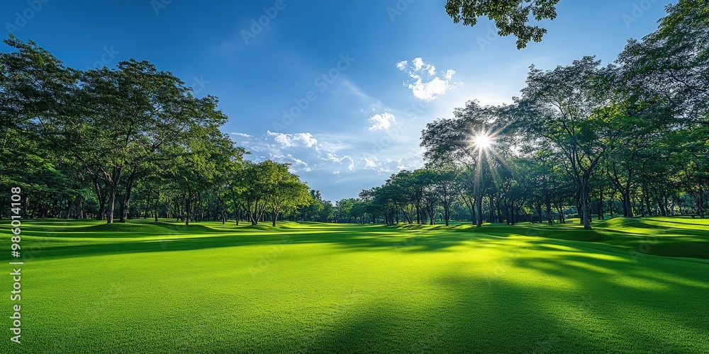 Serene Green Grass Landscape with Blue Skies Serene Green Grass Landscape with Blue Skies