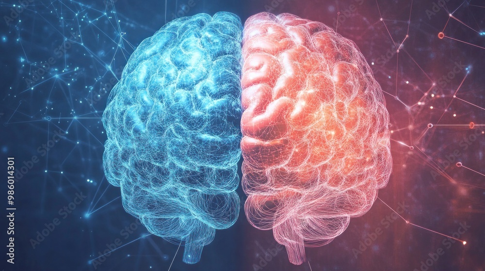 A human brain and an AI neural network interconnected, representing the ...