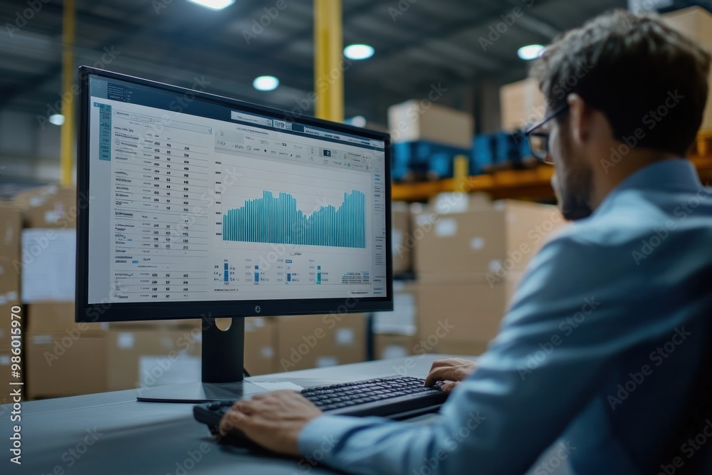 A seamless integration of TMS software with other logistics systems, showing data flow from shipment tracking to invoicing, with a clean and efficient dashboard A seamless integration of TMS software with other logistics systems, showing data flow from shipment tracking to invoicing, with a clean and efficient dashboard