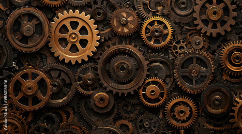 Wallpaper Mural An intricate pattern of gears and cogs,engine gear wheels,mechanical parts, industrial background. Torontodigital.ca