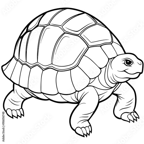 Smoothly Curved Tortoise  A Line Art Vector Emphasizing Steadiness