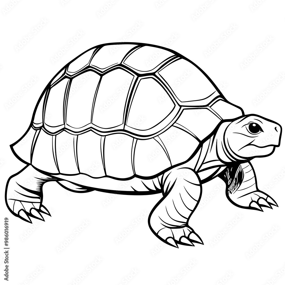 Smoothly Curved Tortoise  A Line Art Vector Emphasizing Steadiness