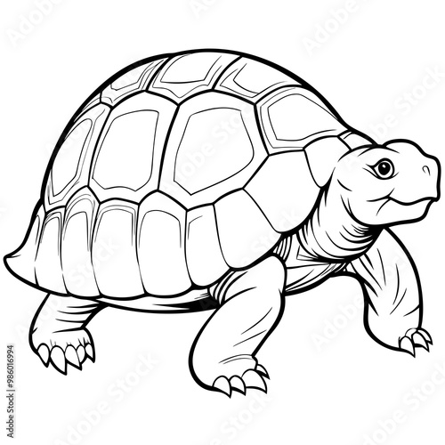 Smoothly Curved Tortoise  A Line Art Vector Emphasizing Steadiness