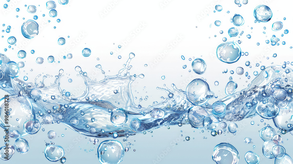 water splash bubbles isolated on white background water splash bubbles isolated on white background