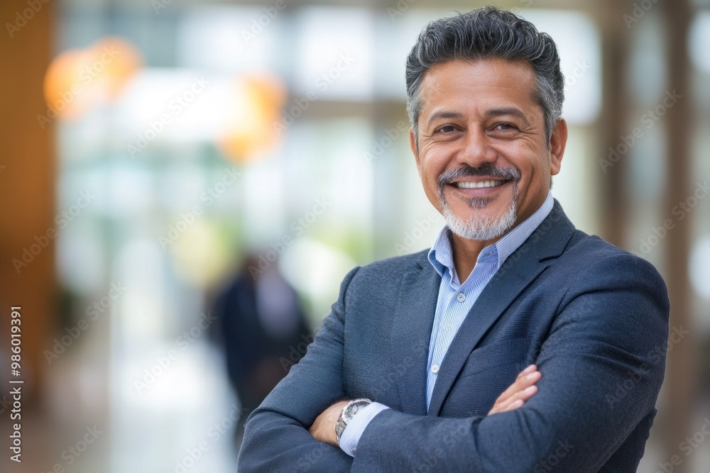 business man with crossed arms smiling at camera. Indian or latin confident mature good looking middle age leader male businessman business man with crossed arms smiling at camera. Indian or latin confident mature good looking middle age leader male businessman