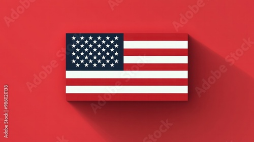 United States flag in a minimalistic form, flat design with subtle shadow effects,