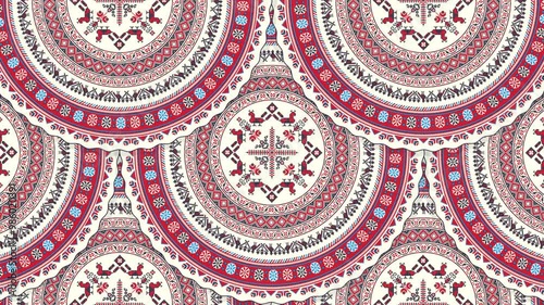 Traditional Ukrainian embroidery 4k motion graphic loop pattern