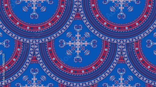 Traditional Ukrainian embroidery 4k motion graphic loop pattern