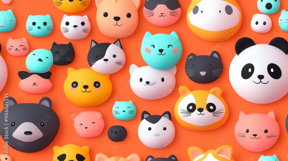Colorful Cartoon Animals on Vibrant Background Colorful Cartoon Animals on Vibrant Background
