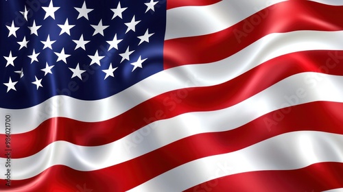 USA flag with a sleek, modern design, sharp edges and glossy finish,