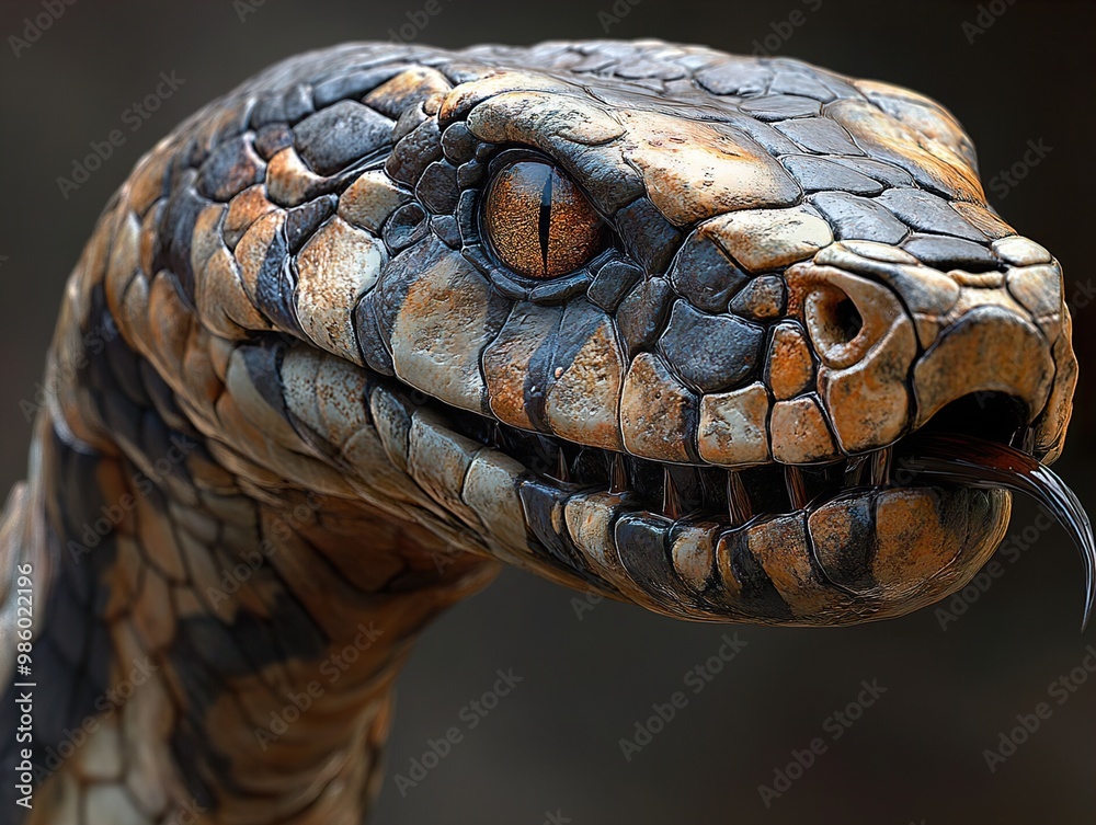 Close-up Portrait of a Snake's Head Close-up Portrait of a Snake's Head
