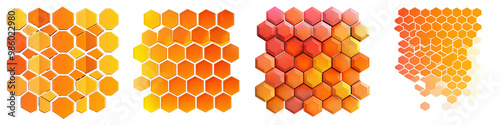 Wallpaper Mural Vibrant Honeycomb Gradient Patterns in Warm Hues Abstract Background  Geometric hexagon shapes in orange yellow and red tones create a beautiful modern and elegant digital or texture for design Torontodigital.ca