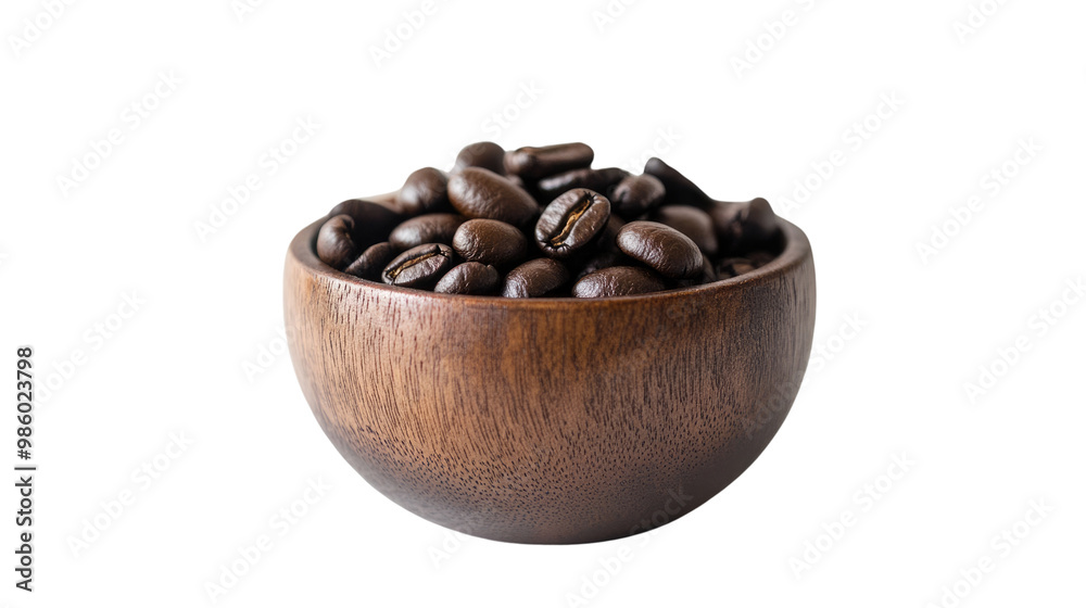 A closeup of coffee beans in a bowl and a cup, showcasing their rich brown color and organic texture against a white background A closeup of coffee beans in a bowl and a cup, showcasing their rich brown color and organic texture against a white background