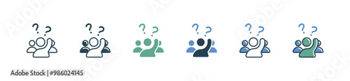 people raise hand asking question icon student in classroom raising hand ask with question mark symbol vector set education wonder learning support illustration design
