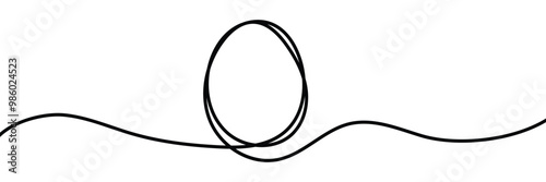 Ester egg line art style. Continuous one line drawing of Easter egg. Happy Easter concept. Egg line art, Vector illustration. 