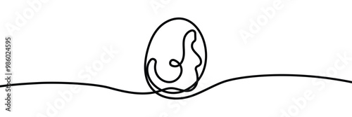 Ester egg line art style. Continuous one line drawing of Easter egg. Happy Easter concept. Egg line art, Vector illustration. 