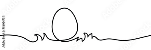 Ester egg line art style. Continuous one line drawing of Easter egg. Happy Easter concept. Egg line art, Vector illustration. 