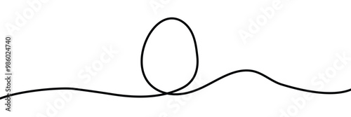 Easter egg one line drawing.  Continuous one line drawing ester egg. Happy Easter, Vector illustration