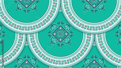 Traditional Ukrainian embroidery 4k motion graphic loop pattern