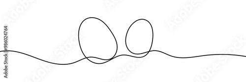 Easter egg one line drawing.  Continuous one line drawing ester egg. Happy Easter, Vector illustration