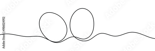 Easter egg one line drawing.  Continuous one line drawing ester egg. Happy Easter, Vector illustration