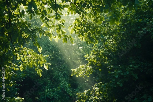 Fototapeta Naklejka Na Ścianę i Meble -  Sunlight Through the Forest Canopy