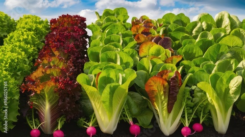 Rows of young lettuce