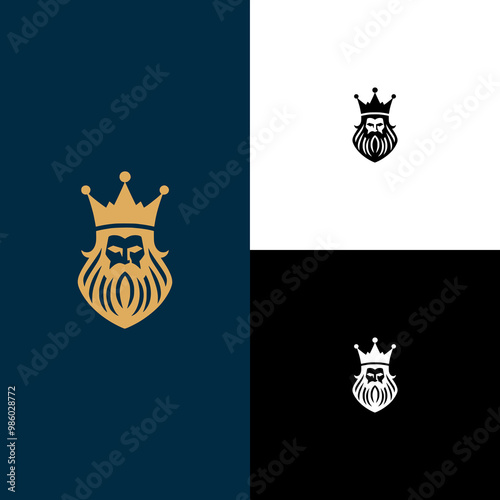 beard king gentleman logo vector illustration template design