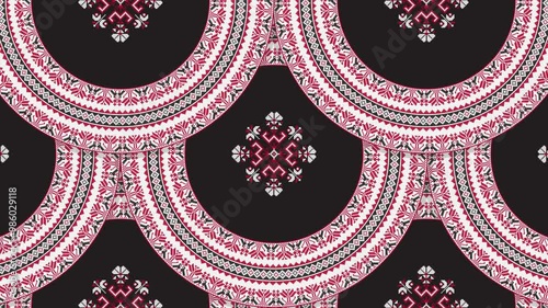 Traditional Ukrainian embroidery 4k motion graphic loop pattern