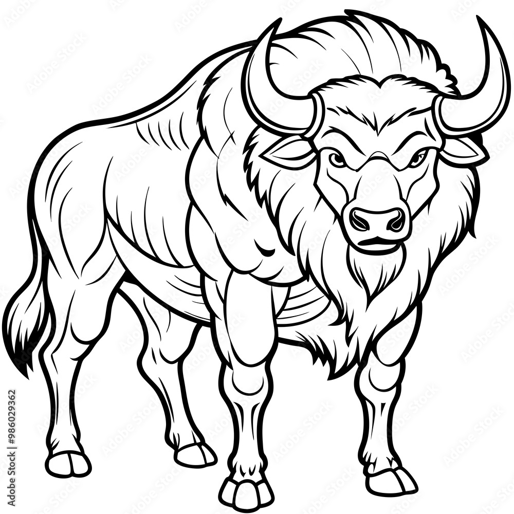 Bold Bison Strong Line Art Vector Design Bold Bison Strong Line Art Vector Design