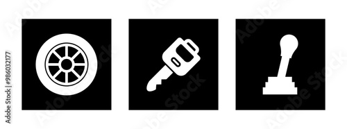 Car Parts Icon Set Vector