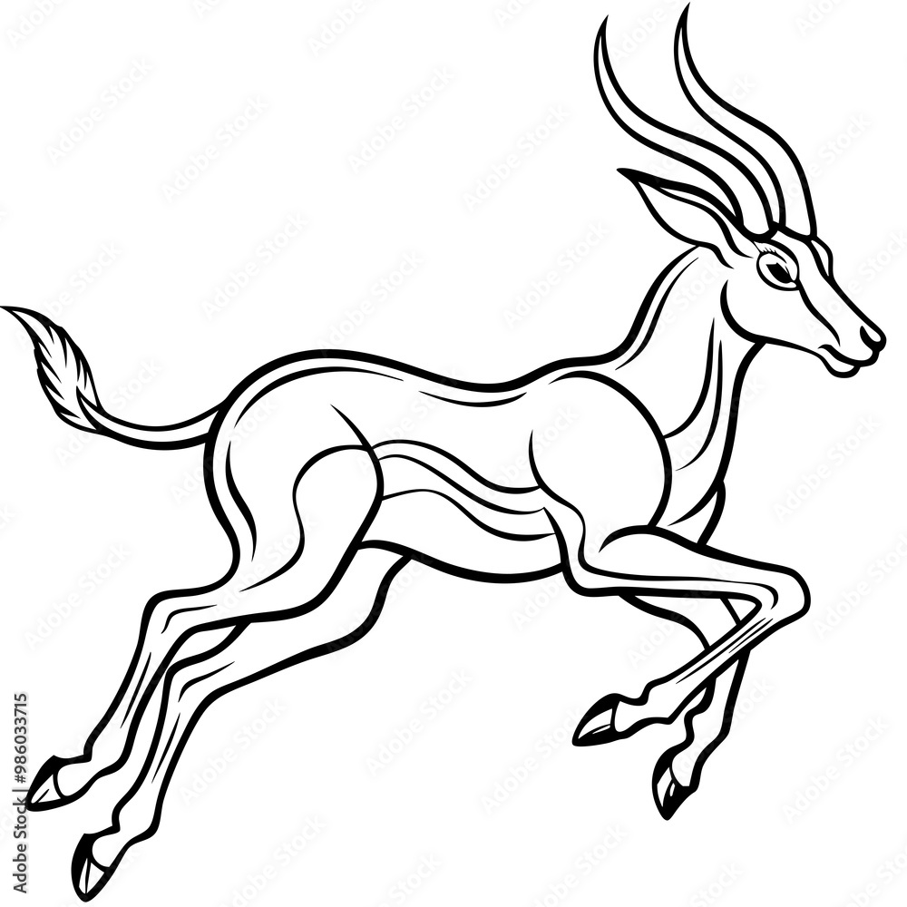 Graceful Gazelle Mid Leap Line Art Vector Design Graceful Gazelle Mid Leap Line Art Vector Design