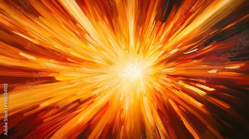 Exciting Vibrant Streaks of Orange and Yellow: A Stunning Poster for Sports Interiors, Capturing Energy and Intensity with a Bright Center!