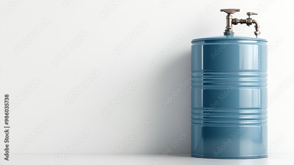 Modern Blue Water Tank and Tap Illustration on White Background for Household and Industrial Concept Modern Blue Water Tank and Tap Illustration on White Background for Household and Industrial Concept