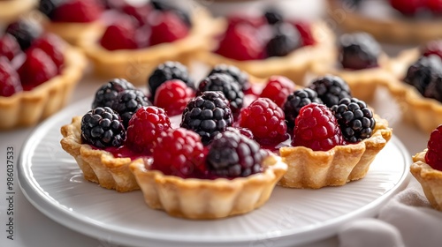 Closeup of Delicious Raspberry and Blackberry Tarts