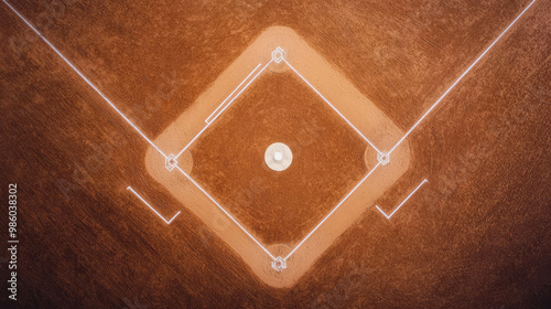 Wallpaper Mural Aerial view of a baseball diamond on a sandy field, highlighting the bases and pitcher's mound in a neatly maintained layout. Torontodigital.ca