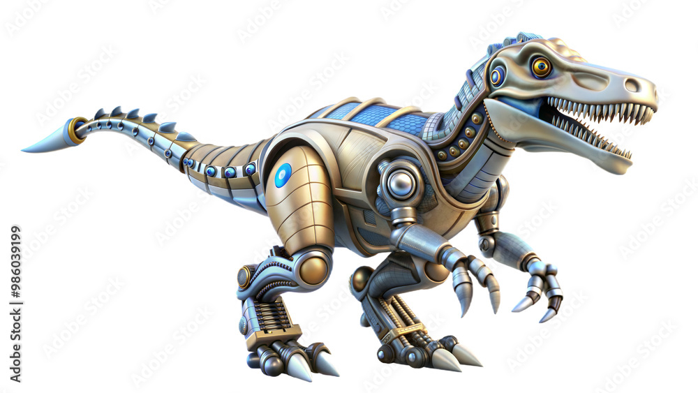 a cute robot of baryonyx dinosaur 3d illustration a cute robot of baryonyx dinosaur 3d illustration