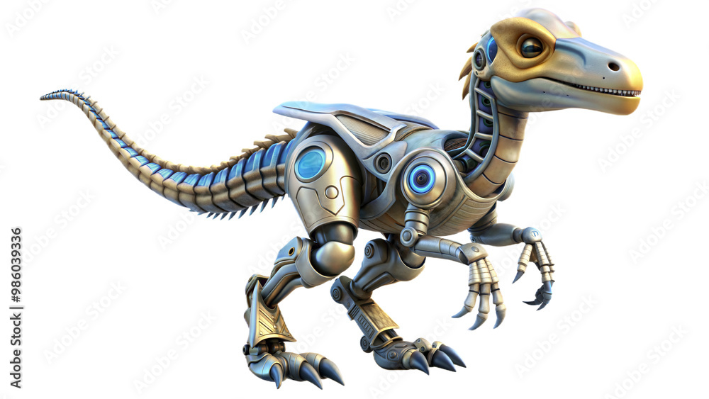 Fototapeta premium a cute robot of deinonychus dinosaur 3d illustration
