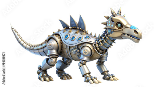 a cute robot of achelousaurus dinosaur 3d illustration photo