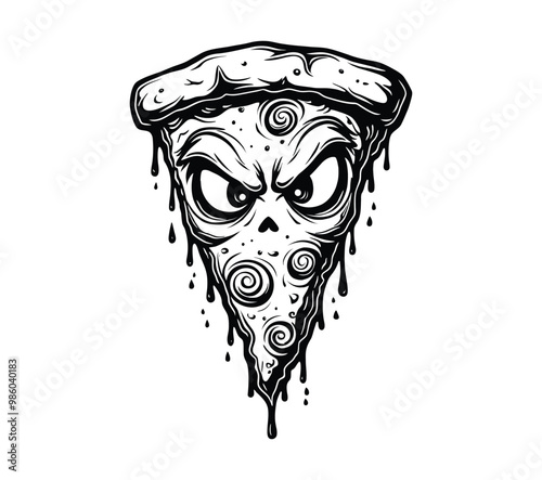 Pizza Monster Vector