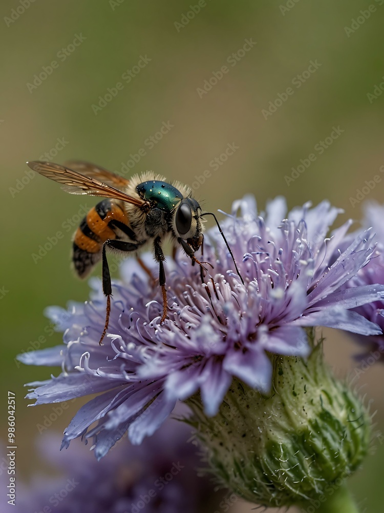 Sericomya insect on a scabious flower. Sericomya insect on a scabious flower.